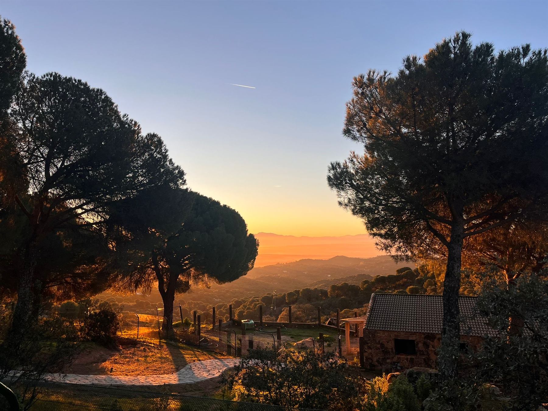 Atardecer sobre el cortijo y el territorio de Gato Clavo